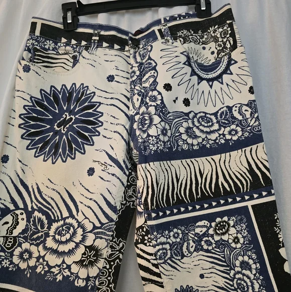 Very Rare Y2K Vintage Roberto Cavalli Bandana Print Jeans Sz M